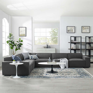 Modway Furniture Restore Modular 6-Piece Sectional Sofa in Charcoal - Modern Comfort with Customizable Layouts! EEI-4119-CHA