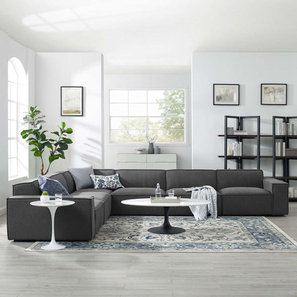 Modway Furniture Restore Modular 6-Piece Sectional Sofa in Charcoal - Modern Comfort with Customizable Layouts! EEI-4119-CHA