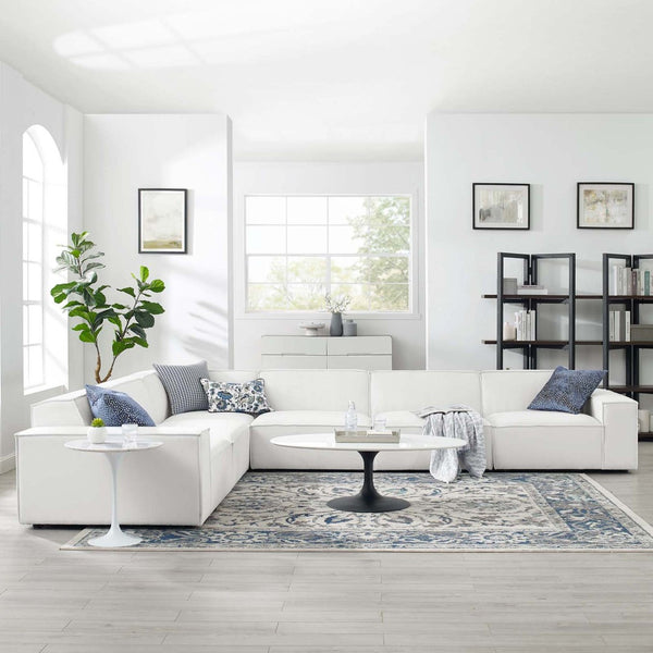 Modway Furniture Restore Modway Six Piece Modular Sectional Sofa with French Piping for Open Living EEI-4119-WHI