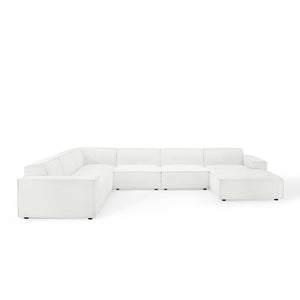 Modway Furniture Restore Modway 7 Piece Modular Sectional Sofa with French Piping in Polyester Fabric EEI-4120-WHI