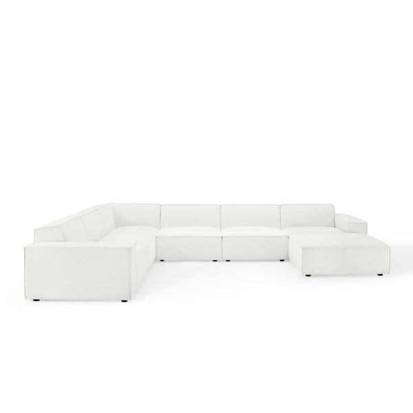 Modway Furniture Restore Modway 7 Piece Modular Sectional Sofa with French Piping in Polyester Fabric EEI-4120-WHI