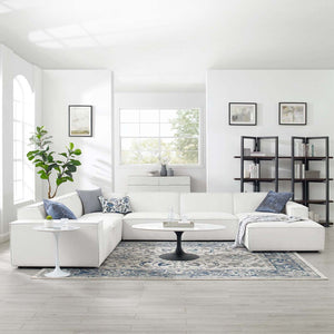 Modway Furniture Restore Modway 7 Piece Modular Sectional Sofa with French Piping in Polyester Fabric EEI-4120-WHI