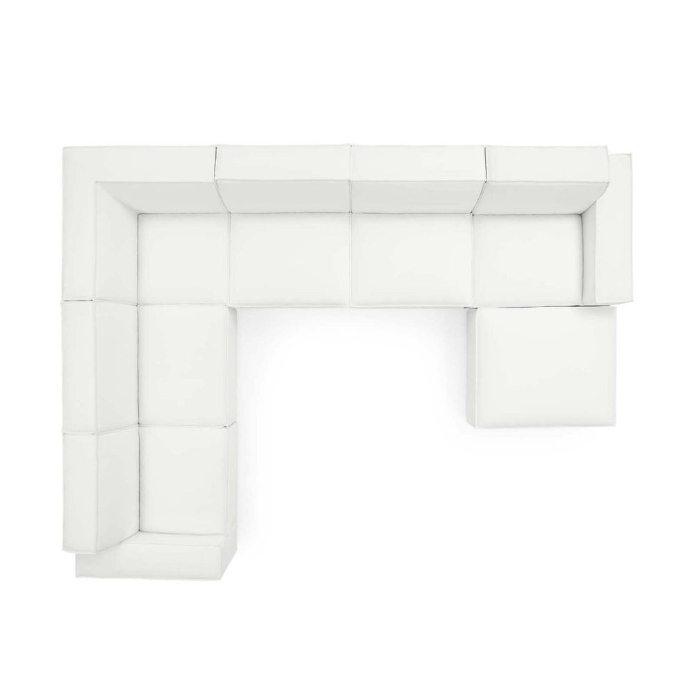 Modway Furniture Restore Modway 7 Piece Modular Sectional Sofa with French Piping in Polyester Fabric EEI-4120-WHI