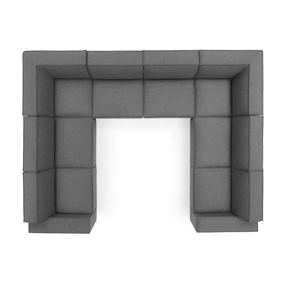 Modway Furniture Restore 8-Piece Modular Sectional Sofa with Plush Seating & Durable Fabric - Contemporary Charcoal EEI-4121-CHA