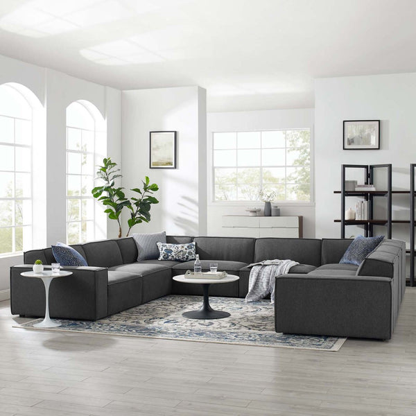 Modway Furniture Restore 8-Piece Modular Sectional Sofa with Plush Seating & Durable Fabric - Contemporary Charcoal EEI-4121-CHA