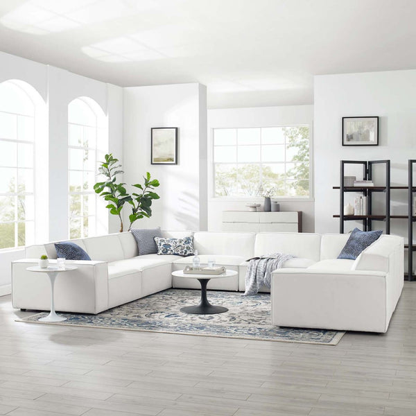 Modway Furniture Restore Modular Sectional Sofa with French Piping and Pocket Coil Cushion Support EEI-4121-WHI