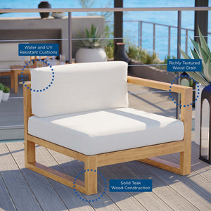 Modway Furniture Upland Outdoor Patio Right-Arm Chair - Durable Teak, Modern Design, Perfect for Stylish Spaces EEI-4123-NAT-WHI