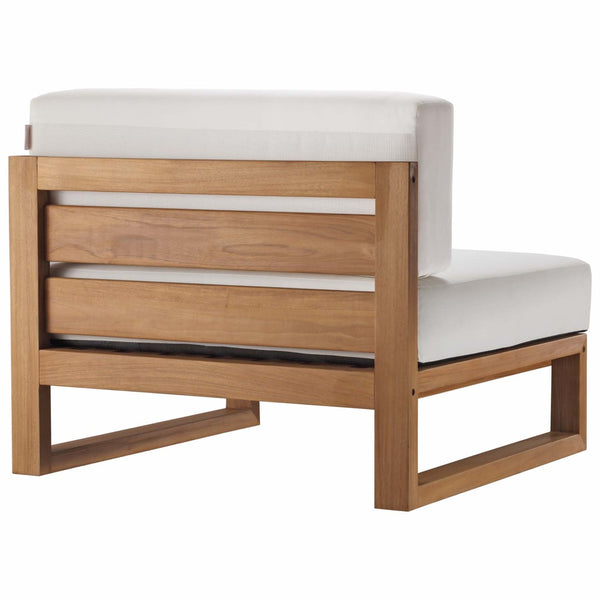 Modway Furniture Upland Teak Wood Armless Chair - Modern Outdoor Seating for Patios, Balconies, and Gardens EEI-4125-NAT-WHI