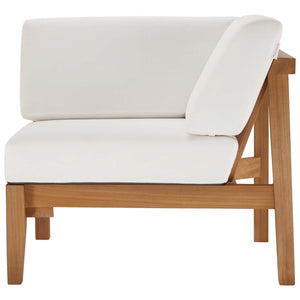 Modway Furniture Bayport Teak Wood Outdoor Corner Chair - Ergonomic Design, Weather-Resistant Cushions, Durable Seat EEI-4127-NAT-WHI