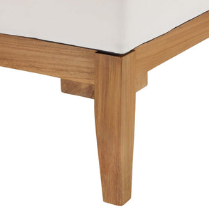 Modway Furniture Bayport Teak Wood Outdoor Corner Chair - Ergonomic Design, Weather-Resistant Cushions, Durable Seat EEI-4127-NAT-WHI