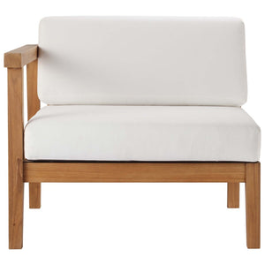 Modway Furniture Bayport Teak Wood Left-Arm Chair - Weather-Resistant Cushions for Stylish Outdoor Comfort & Durability EEI-4128-NAT-WHI