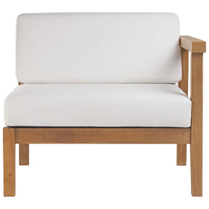 Modway Furniture Bayport Teak Right-Arm Chair - Stylish, Weather-Resistant Outdoor Seating with Cushions for Comfort EEI-4129-NAT-WHI
