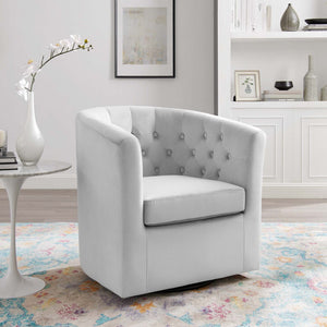 Modway Furniture Prospect Tufted Swivel Armchair - Stylish Performance Velvet with Mid-Century Charm for Any Space Light Gray EEI-4138-LGR