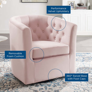 Modway Furniture Prospect Tufted Swivel Armchair - Stylish Performance Velvet with Mid-Century Charm for Any Space Pink EEI-4138-PNK