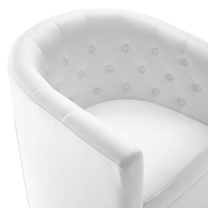 Modway Furniture Prospect Tufted Swivel Armchair - Stylish Performance Velvet with Mid-Century Charm for Any Space White EEI-4138-WHI