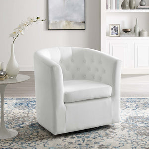 Modway Furniture Prospect Tufted Swivel Armchair - Stylish Performance Velvet with Mid-Century Charm for Any Space White EEI-4138-WHI