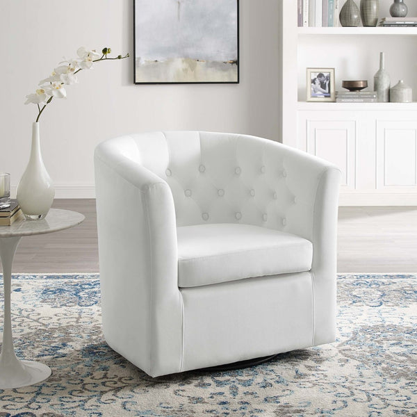 Modway Furniture Prospect Tufted Swivel Armchair - Stylish Performance Velvet with Mid-Century Charm for Any Space White EEI-4138-WHI
