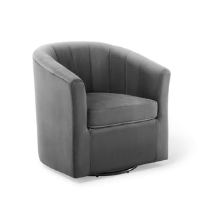 Modway Furniture Prospect Performance Velvet Swivel Armchair - Retro-Modern Design for Ultimate Comfort & Style Charcoal EEI-4139-CHA