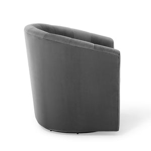 Modway Furniture Prospect Performance Velvet Swivel Armchair - Retro-Modern Design for Ultimate Comfort & Style Charcoal EEI-4139-CHA