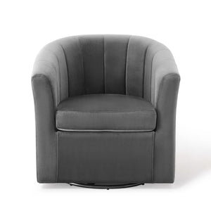 Modway Furniture Prospect Performance Velvet Swivel Armchair - Retro-Modern Design for Ultimate Comfort & Style Charcoal EEI-4139-CHA