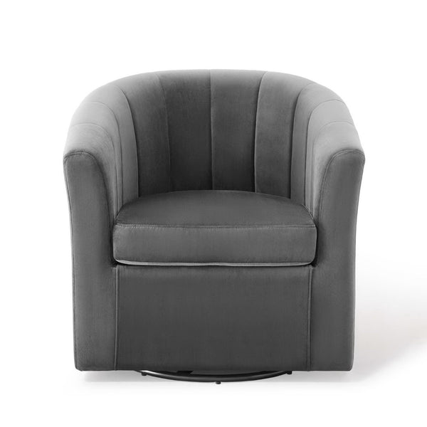 Modway Furniture Prospect Performance Velvet Swivel Armchair - Retro-Modern Design for Ultimate Comfort & Style Charcoal EEI-4139-CHA