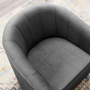 Modway Furniture Prospect Performance Velvet Swivel Armchair - Retro-Modern Design for Ultimate Comfort & Style Charcoal EEI-4139-CHA