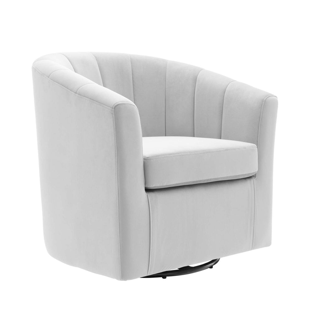 Modway Furniture Prospect Performance Velvet Swivel Armchair - Retro-Modern Design for Ultimate Comfort & Style Light Gray EEI-4139-LGR