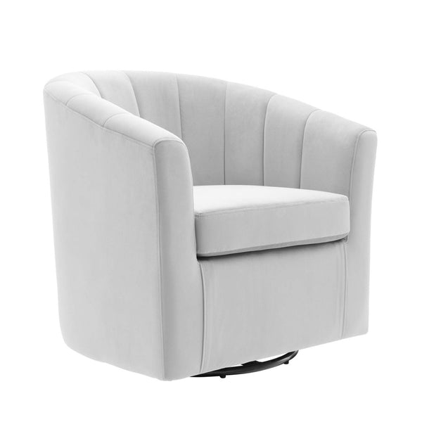 Modway Furniture Prospect Performance Velvet Swivel Armchair - Retro-Modern Design for Ultimate Comfort & Style Light Gray EEI-4139-LGR