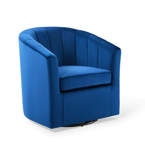 Modway Furniture Prospect Performance Velvet Swivel Armchair - Retro-Modern Design for Ultimate Comfort & Style Navy EEI-4139-NAV