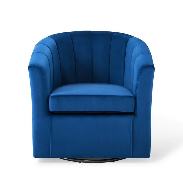 Modway Furniture Prospect Performance Velvet Swivel Armchair - Retro-Modern Design for Ultimate Comfort & Style Navy EEI-4139-NAV