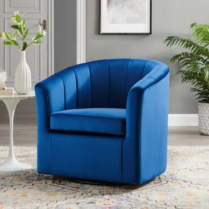 Modway Furniture Prospect Performance Velvet Swivel Armchair - Retro-Modern Design for Ultimate Comfort & Style Navy EEI-4139-NAV
