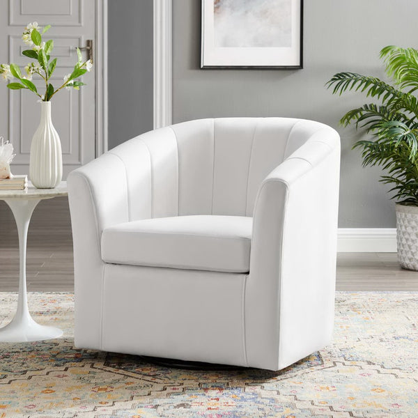 Modway Furniture Prospect Performance Velvet Swivel Armchair - Retro-Modern Design for Ultimate Comfort & Style White EEI-4139-WHI