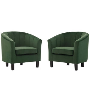 Modway Furniture Prospect Channel-Tufted Performance Velvet Armchair Set of 2 – Stylish Comfort for Any Living Space Emerald EEI-4150-EME