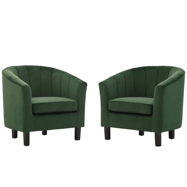 Modway Furniture Prospect Channel-Tufted Performance Velvet Armchair Set of 2 – Stylish Comfort for Any Living Space Emerald EEI-4150-EME