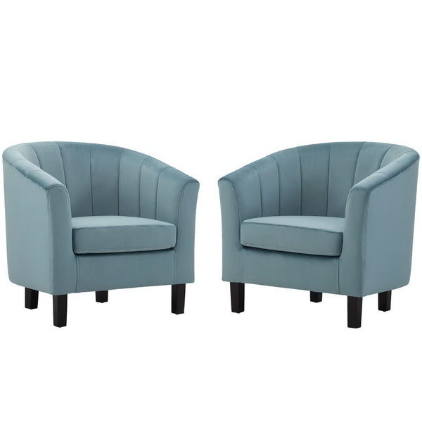 Modway Furniture Prospect Channel-Tufted Performance Velvet Armchair Set of 2 – Stylish Comfort for Any Living Space Light Blue EEI-4150-LBU