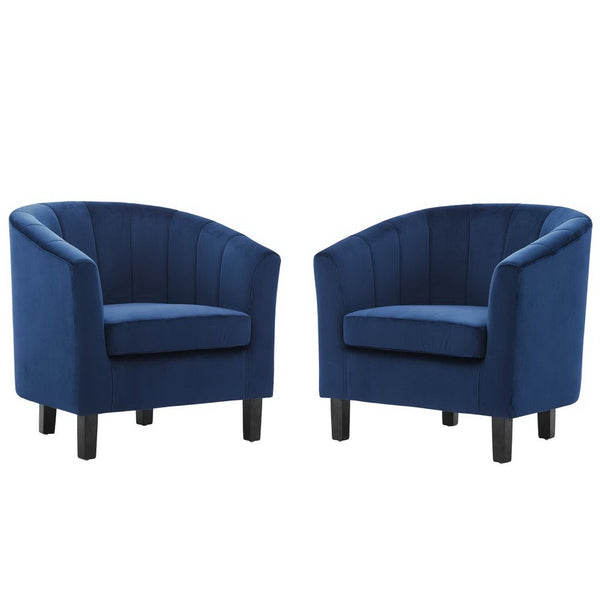 Modway Furniture Prospect Channel-Tufted Performance Velvet Armchair Set of 2 – Stylish Comfort for Any Living Space Navy EEI-4150-NAV