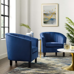 Modway Furniture Prospect Channel-Tufted Performance Velvet Armchair Set of 2 – Stylish Comfort for Any Living Space Navy EEI-4150-NAV