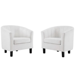 Modway Furniture Prospect Channel-Tufted Performance Velvet Armchair Set of 2 – Stylish Comfort for Any Living Space White EEI-4150-WHI