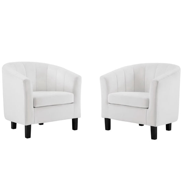 Modway Furniture Prospect Channel-Tufted Performance Velvet Armchair Set of 2 – Stylish Comfort for Any Living Space White EEI-4150-WHI