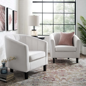 Modway Furniture Prospect Channel-Tufted Performance Velvet Armchair Set of 2 – Stylish Comfort for Any Living Space White EEI-4150-WHI