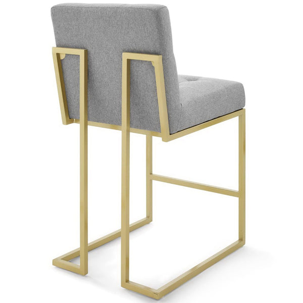 Modway Furniture Privy Gold Stainless Steel Upholstered Counter Stool Set of 2 for Modern Glam Kitchen or Bar Gold Light Gray EEI-4154-GLD-LGR