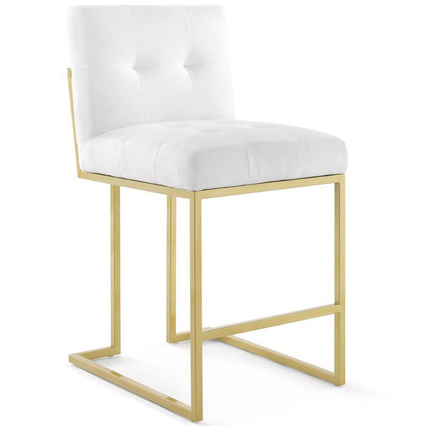 Modway Furniture Privy Gold Stainless Steel Upholstered Counter Stool Set of 2 for Modern Glam Kitchen or Bar Gold White EEI-4154-GLD-WHI
