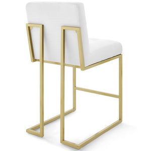 Modway Furniture Privy Gold Stainless Steel Upholstered Counter Stool Set of 2 for Modern Glam Kitchen or Bar Gold White EEI-4154-GLD-WHI