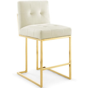 Modway Furniture Privy Gold Stainless Steel Velvet Counter Stool Set of 2 - Glamorous Comfort for Dining & Bars EEI-4155-GLD-IVO