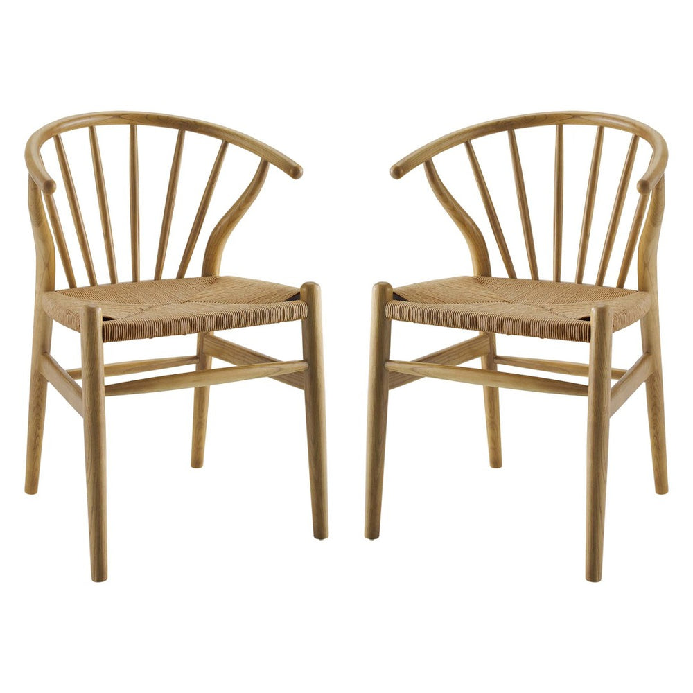 Modway Furniture Flourish Spindle Wood Dining Side Chair Set of 2 - Scandinavian Design for Modern Home Aesthetics Natural EEI-4168-NAT