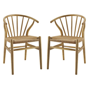 Modway Furniture Flourish Spindle Wood Dining Side Chair Set of 2 - Scandinavian Design for Modern Home Aesthetics Natural EEI-4168-NAT