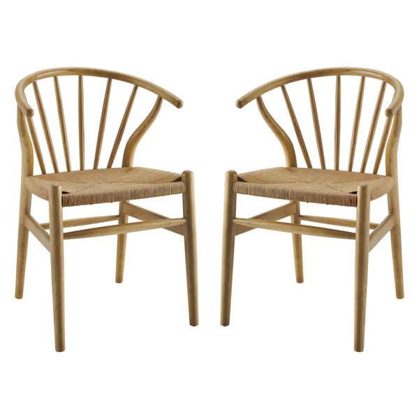 Modway Furniture Flourish Spindle Wood Dining Side Chair Set of 2 - Scandinavian Design for Modern Home Aesthetics Natural EEI-4168-NAT