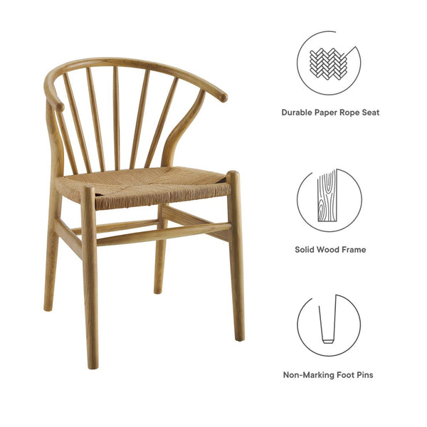 Modway Furniture Flourish Spindle Wood Dining Side Chair Set of 2 - Scandinavian Design for Modern Home Aesthetics Natural EEI-4168-NAT