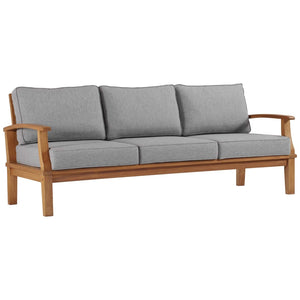 Modway Furniture Marina Outdoor Patio Teak Sofa - Weather-Resistant Comfort for Stylish Gatherings and Relaxation Natural Gray EEI-4176-NAT-GRY