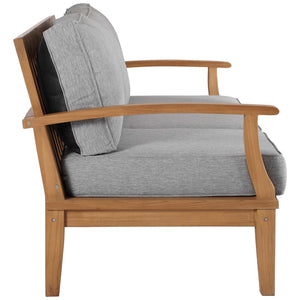 Modway Furniture Marina Outdoor Patio Teak Sofa - Weather-Resistant Comfort for Stylish Gatherings and Relaxation Natural Gray EEI-4176-NAT-GRY